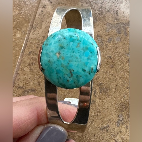 Jay King Turquoise Desert Rose Trading Post 925 sterling cuff - Picture 2 of 5